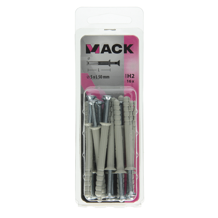Mack 1017906 - Nylon-Nageldübel Polyamid 16 Stück 5 x 50 mm | 5 Stück