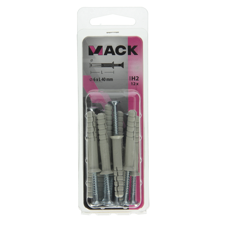 Mack 1017907 - Nylon-Nageldübel Polyamid 12 Stück 6 x 40 mm | 5 Stück