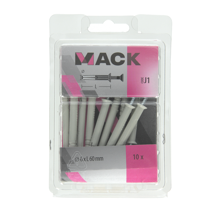Mack 1017908 - Nylon-Nageldübel Polyamid 10 Stück 6 x 60 mm | 5 Stück