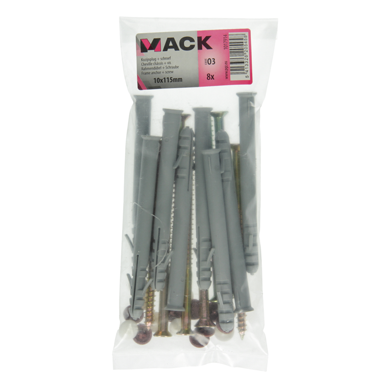 Mack 1017914 - Rahmendübel mit Schraube Polyamid 8 Stück 10 x 115 mm | 5 Stück