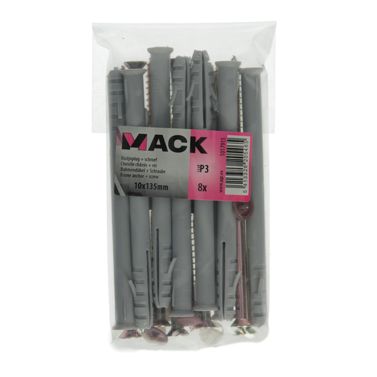 Mack 1017915 - Rahmendübel mit Schraube Polyamid 8 Stück 10 x 135 mm | 5 Stück