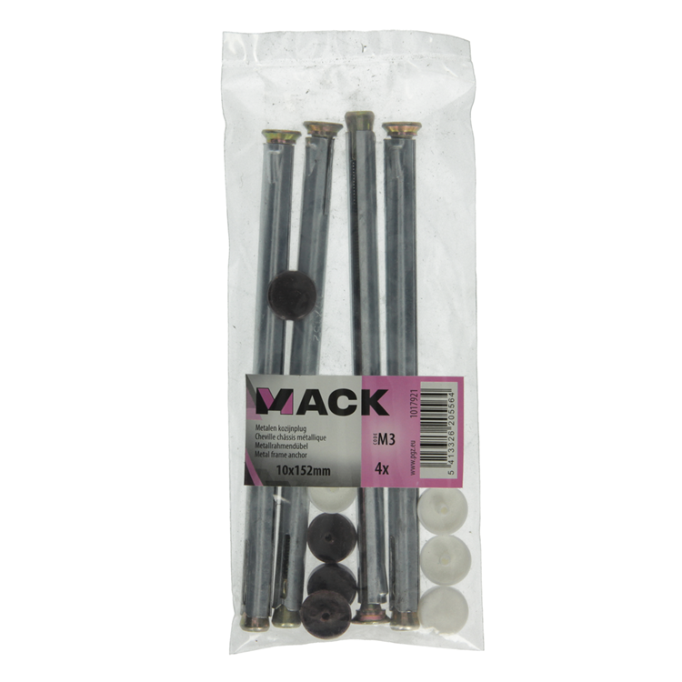 Mack 1017921 - Metallrahmendübel verzinkter Stahl 4 Stück 10 x150 mm | 5 Stück