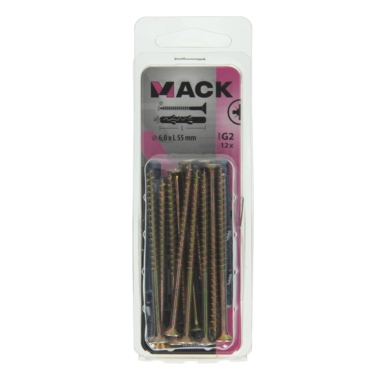 Mack 1019932 - Stecker lang exp.polyeth. + scr. 4x70 12 Stück 6 x 55 mm | 5 Stück