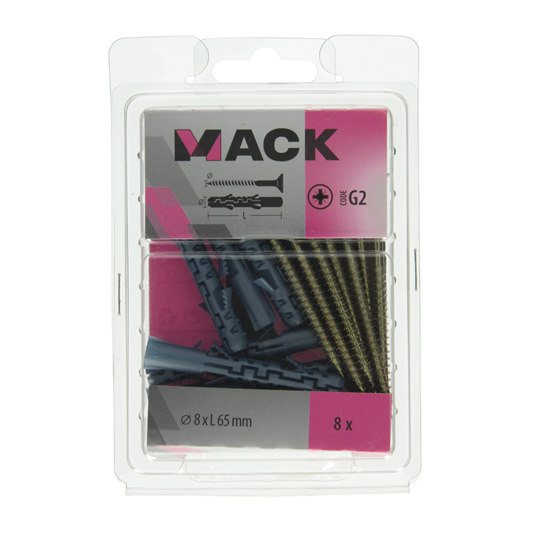 Mack 1019933 - Stecker lang exp.polyeth. + scr. 5x80 8 Stück 8 x 65 mm | 5 Stück