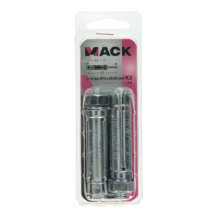 Mack 1019942 – Keilbolzen mit Gewindebolzen. verzinkt2 Stück m10 x 80mm | 5 Stück