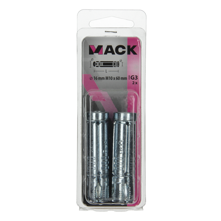 Mack 1019957 - Keilbolzenhülse verzinkt 2 Stück M10 x 60 mm | 5 Stück