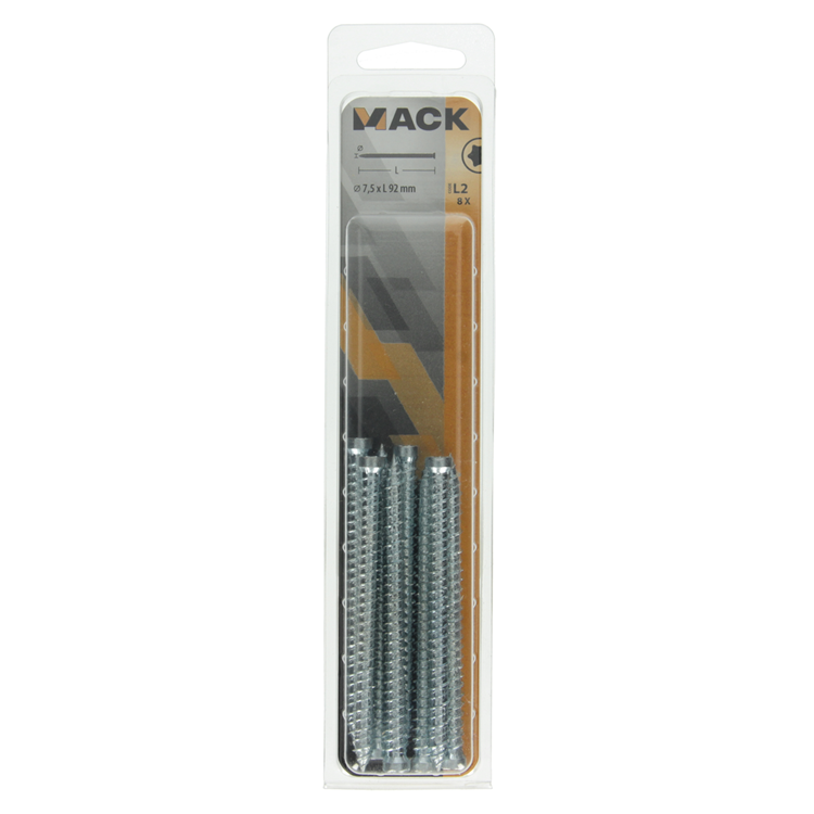 Mack 1019961 – Betonfensterschraube verzinkt Zylinderkopf 8 Stück 7,5 x 92 mm | 5 Stück