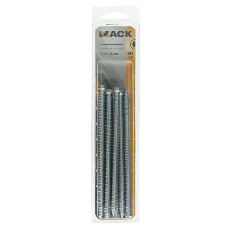 Mack 1019962 – Betonfensterschraube verzinkt Zylinderkopf 8 Stück 7,5 x 132 mm | 5 Stück
