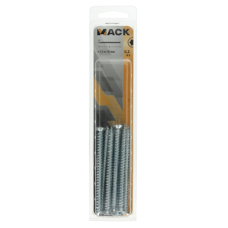 Mack 1019964 – Betonfensterschraube verzinkt mit Kopf 8 Stück 7,5 x 92 mm | 5 Stück