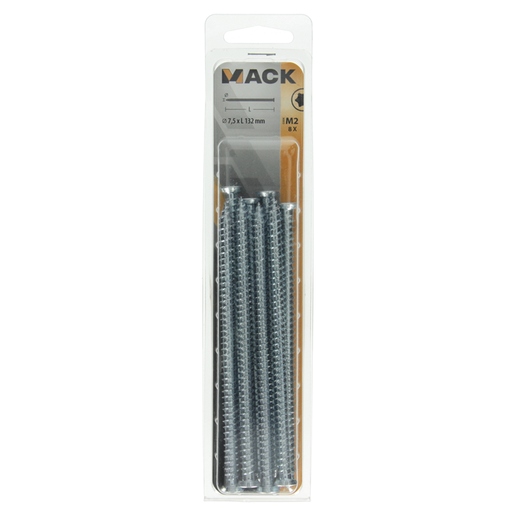 Mack 1019965 - Betonfensterschraube verzinkt mit Kopf 8 Stück 7,5 x132 mm | 5 Stück