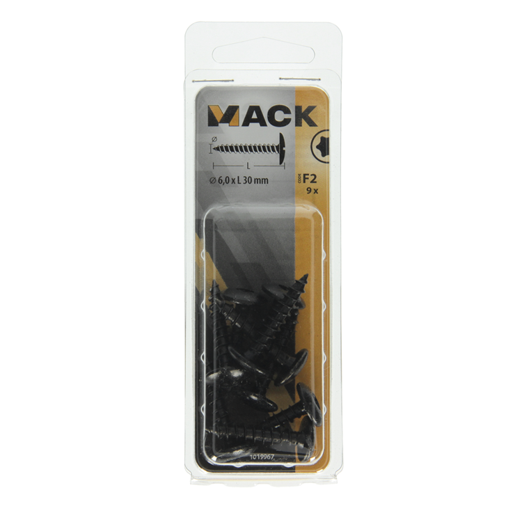 Mack 1019967 - Lukenschraube schwarz 6,0 x 30 mm 9 Stück | 5 Stück