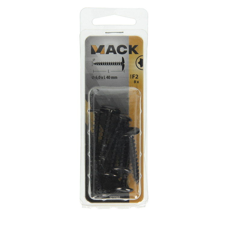 Mack 1019968 - Lukenschraube schwarz 6,0 x 40 mm 8 Stück | 5 Stück