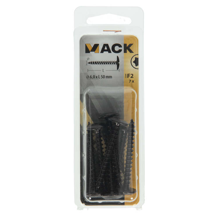 Mack 1019969 - Lukenschraube schwarz 6,0 x 50 mm 7 Stück | 5 Stück