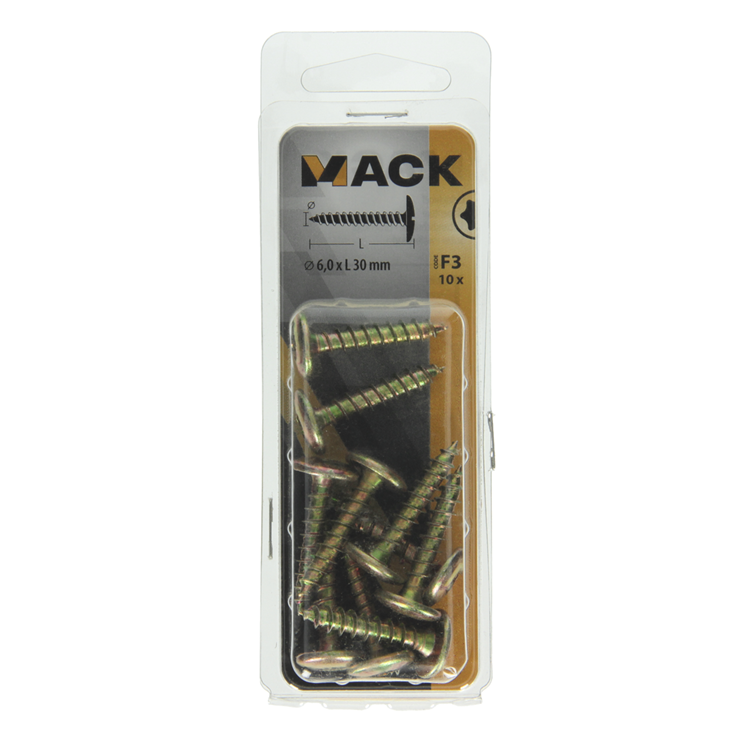 Mack 1019970 - Lukenschraube gelb verzinkt 6,0 x 30 mm 10 Stück | 5 Stück