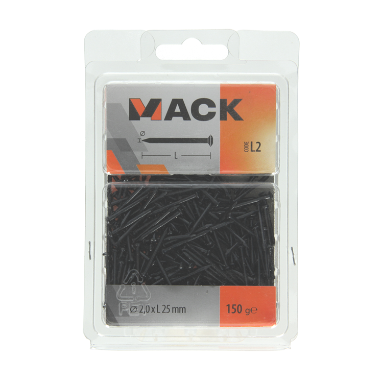 Mack 1017931 - Stahlnagel BVK Stahl gebläut 150 gr 2,0 x 25 mm | 5 Stück
