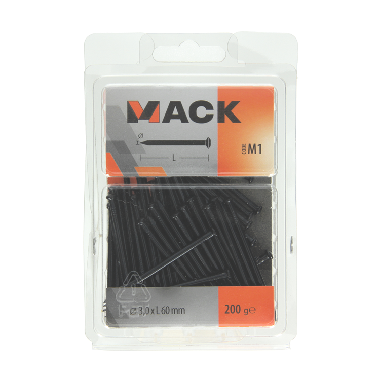 Mack 1017935 - Stahlnagel BVK Stahl gebläut 200 gr 3,0 x 60 mm | 5 Stück