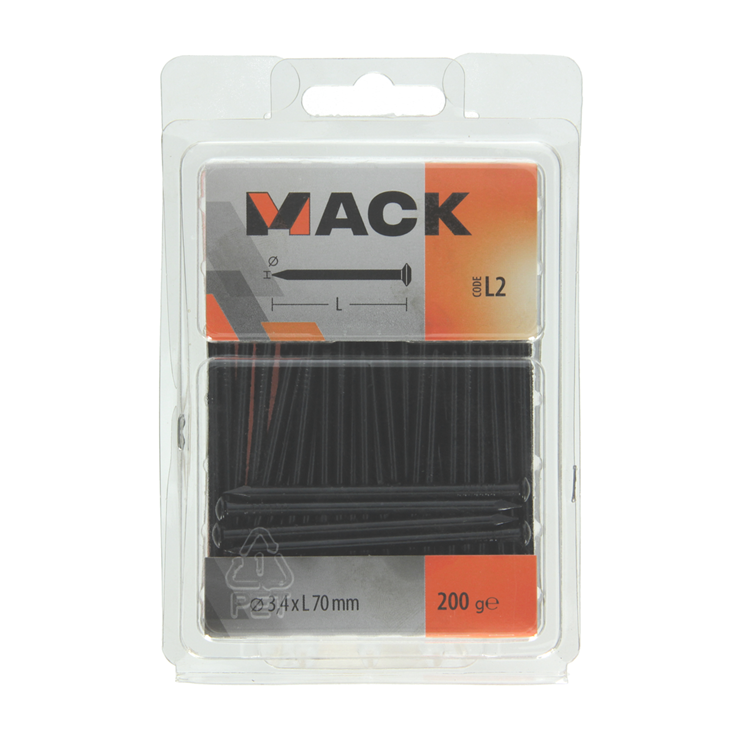 Mack 1017936 – Stahlnagel BVK Stahl gebläut 200 gr 3,4 x 70 mm | 5 Stück