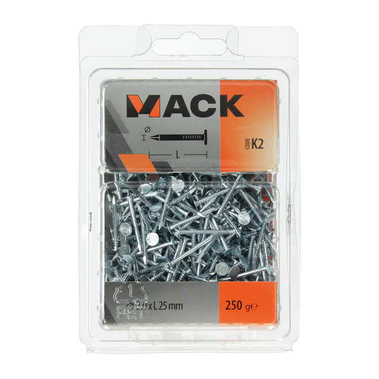 Mack 1017942 – Deckennagel aus verzinktem Stahl 250 g 2,0 x 25 mm | 5 Stück