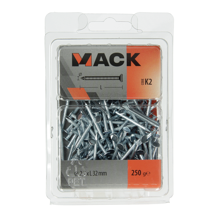 Mack 1017943 – Gipskartonnagel aus verzinktem Stahl 250 g 2,7 x 32 mm | 5 Stück