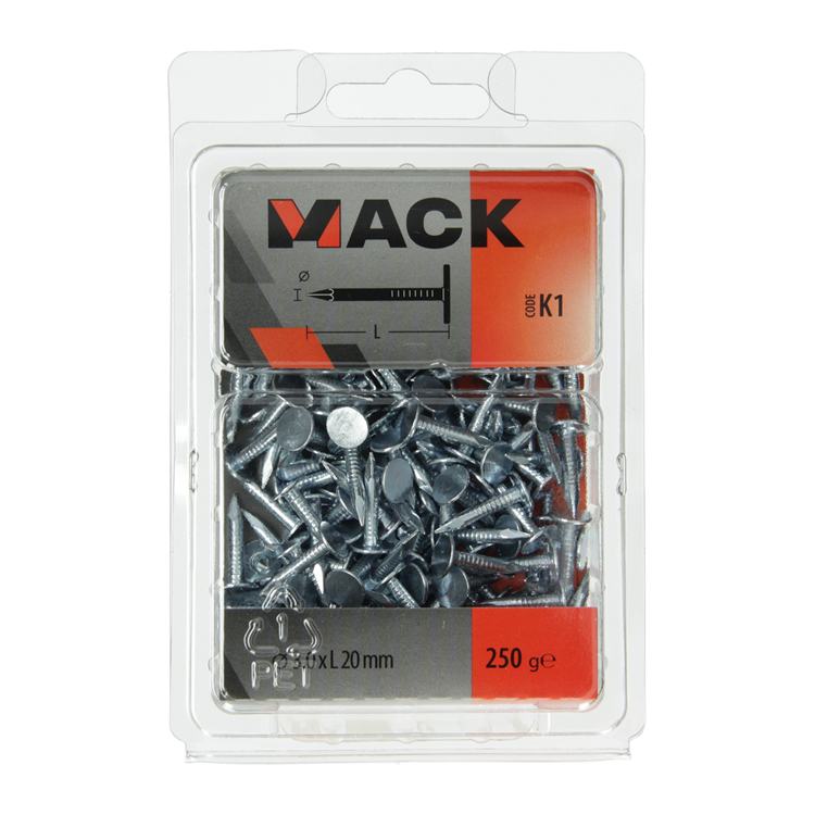 Mack 1017945 – Schiefernagel aus verzinktem Stahl, 250 g, 3,0 x 20 mm | 5 Stück