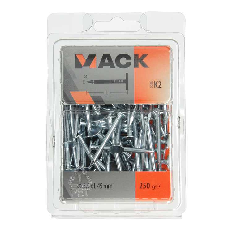 Mack 1017949 – Schiefernagel aus verzinktem Stahl, 250 g, 3,5 x 45 mm | 5 Stück