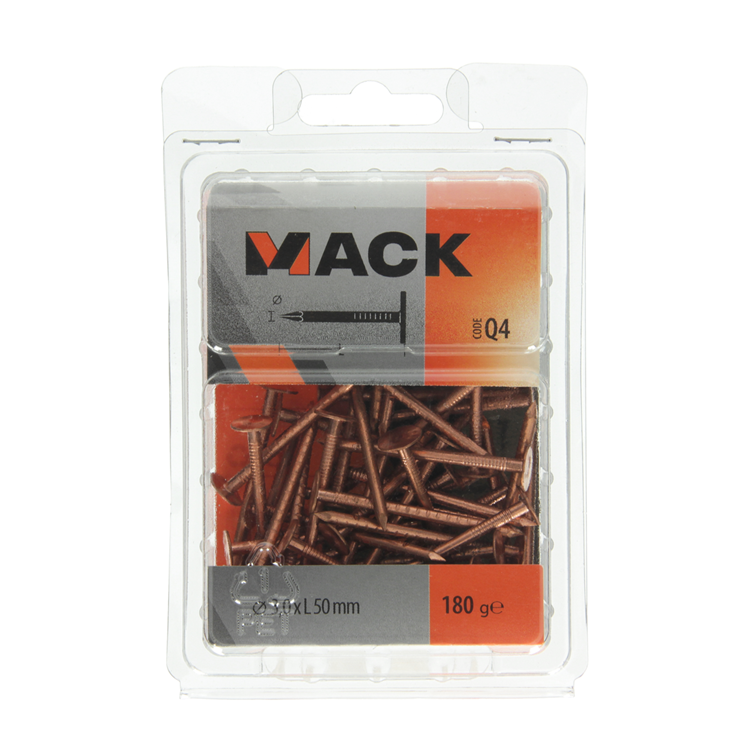 Mack 1019976 – Schiefernagel Kupfer 180 gr 3,0 x 50 mm | 5 Stück