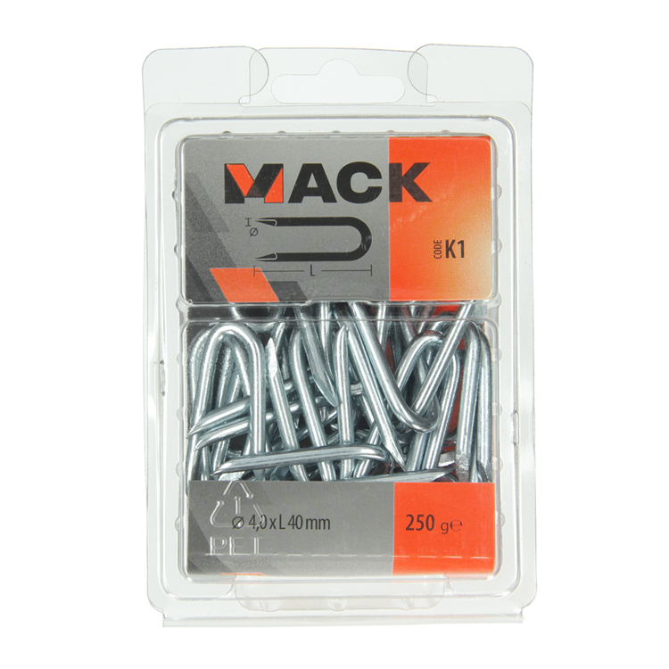 Mack 1017950 – Klammerstahl verzinkt 250 gr 4,0 x 40 mm | 5 Stück