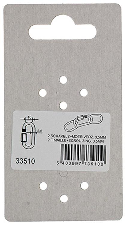 Mack 1008480 - 2 leere Glieder + Mutter 3,5 mm verzinkt | 10 Stück