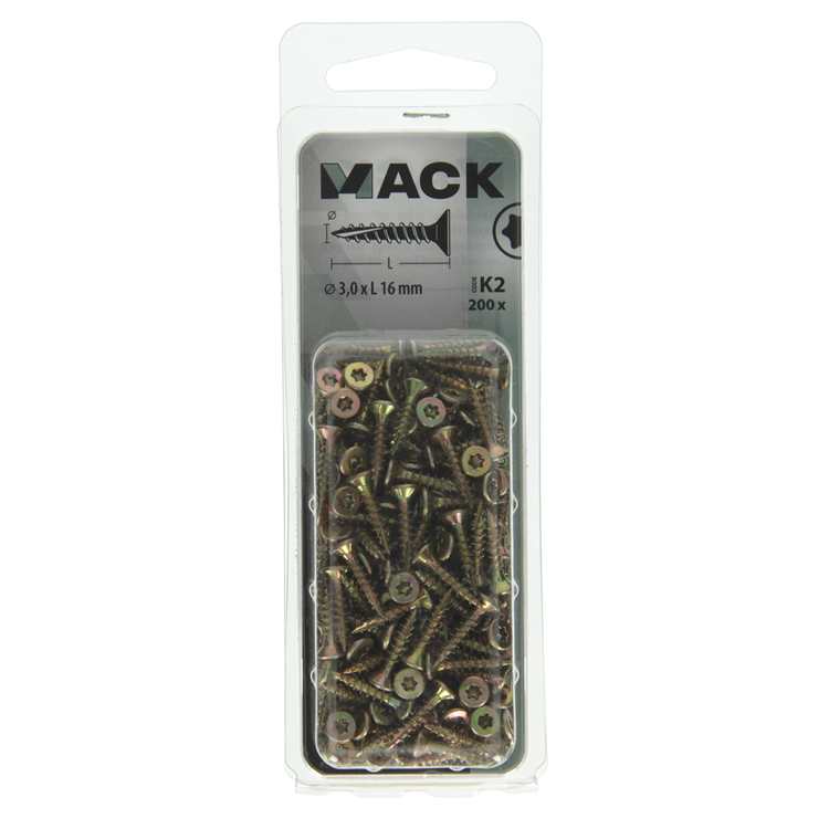 Mack 1018000 - Chip-Schraubendreherkopf zur Selbstmontage, gelb, 200 Stück, 3,0 x 16 mm | 5 Stück