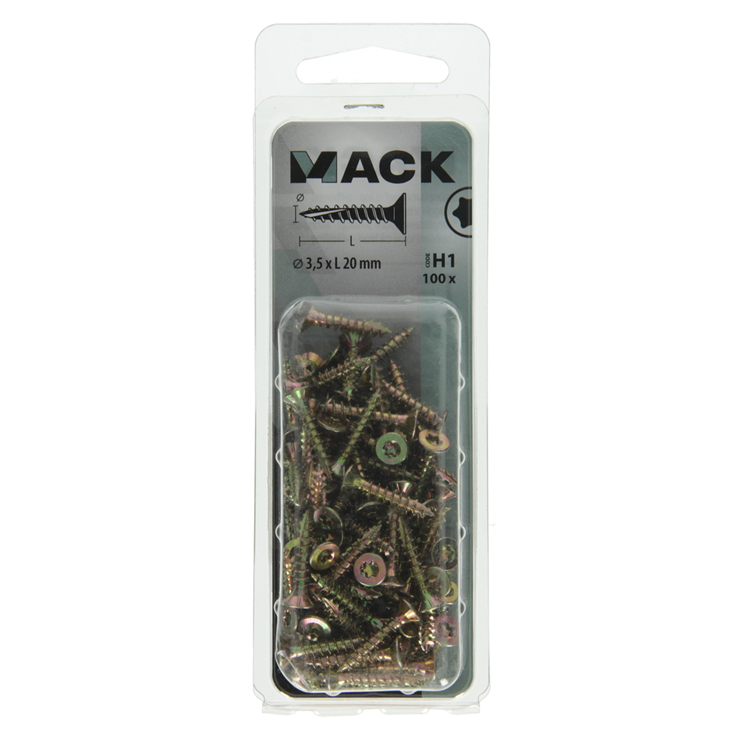 Mack 1018003 - spanienplschr.vzkop-selbstmontage gelb sat.100 Stück 3,5 x 20 mm | 5 Stück