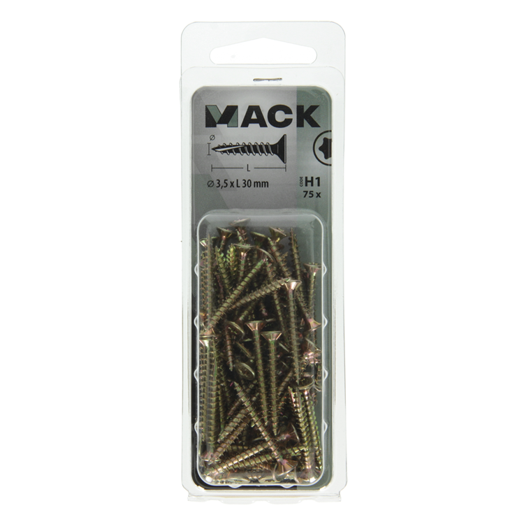 Mack 1018005 - spanienplschr.vzkop-selbstmontage gelb plattiert 75 Stück 3,5 x 30 mm | 5 Stück