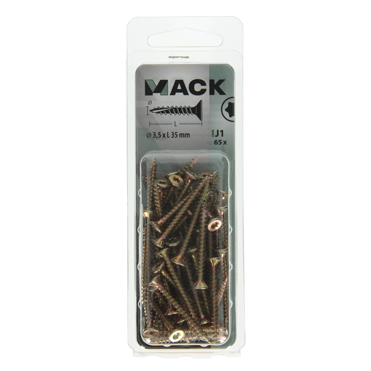 Mack 1018006 - spanienplschr.vzkop-selbstmontage gelb plattiert 65 Stück 3,5 x 35 mm | 5 Stück