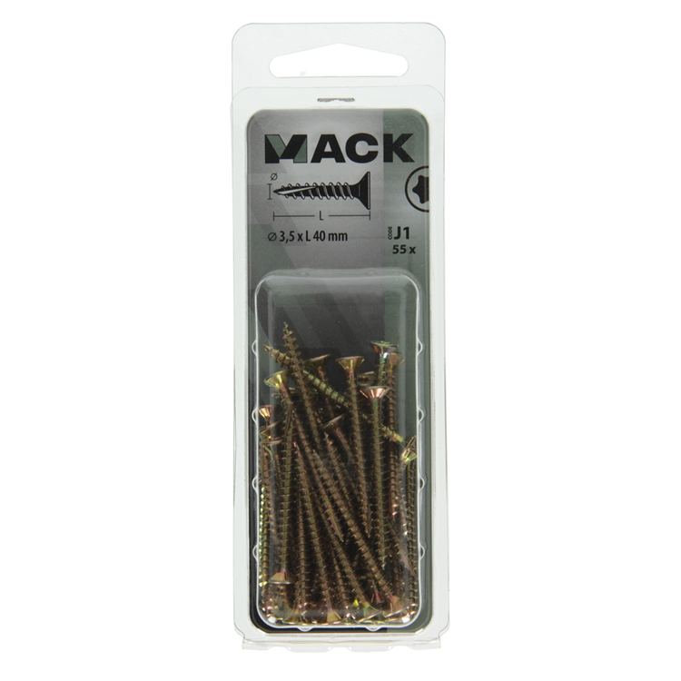 Mack 1018007 - spanienplschr.vzkop-selbstmontage gelb plattiert 55 Stück 3,5 x 40 mm | 5 Stück