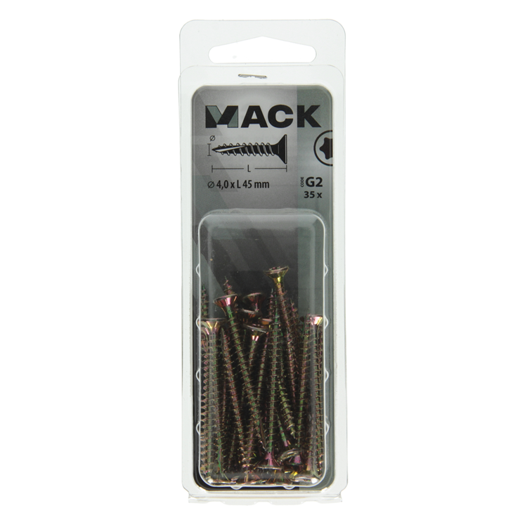 Mack 1018012 - spanienplschr.vzkop-selbstmontage gelb plattiert 35 Stück 4,0 x 45 mm | 5 Stück