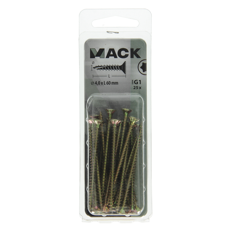 Mack 1018014 - spanienplschr.vzkop-selbstmontage gelb plattiert 25 Stück 4,0 x 60 mm | 5 Stück