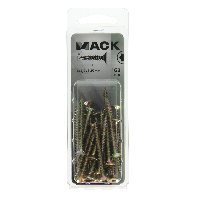 Mack 1018017 - spanienplschr.vzkop-selbstmontage gelb plattiert 30 Stück 4,5 x 45 mm | 5 Stück