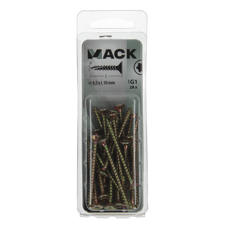 Mack 1018018 - spanienplschr.vzkop-selbstmontage gelb plattiert 28 Stück 4,5 x 50 mm | 5 Stück