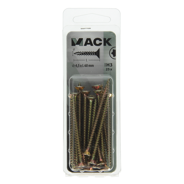 Mack 1018019 - spanienplschr.vzkop-selbstmontage gelb plattiert 25 Stück 4,5 x 60 mm | 5 Stück