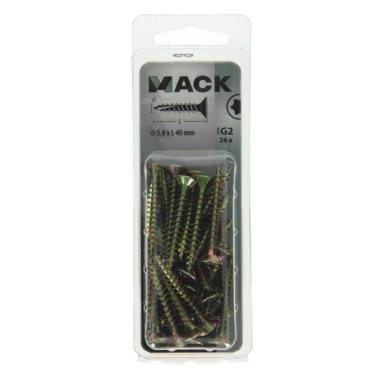Mack 1018021 - spanienplschr.vzkop-selbstmontage gelb plattiert 26 Stück 5,0 x 40 mm | 5 Stück