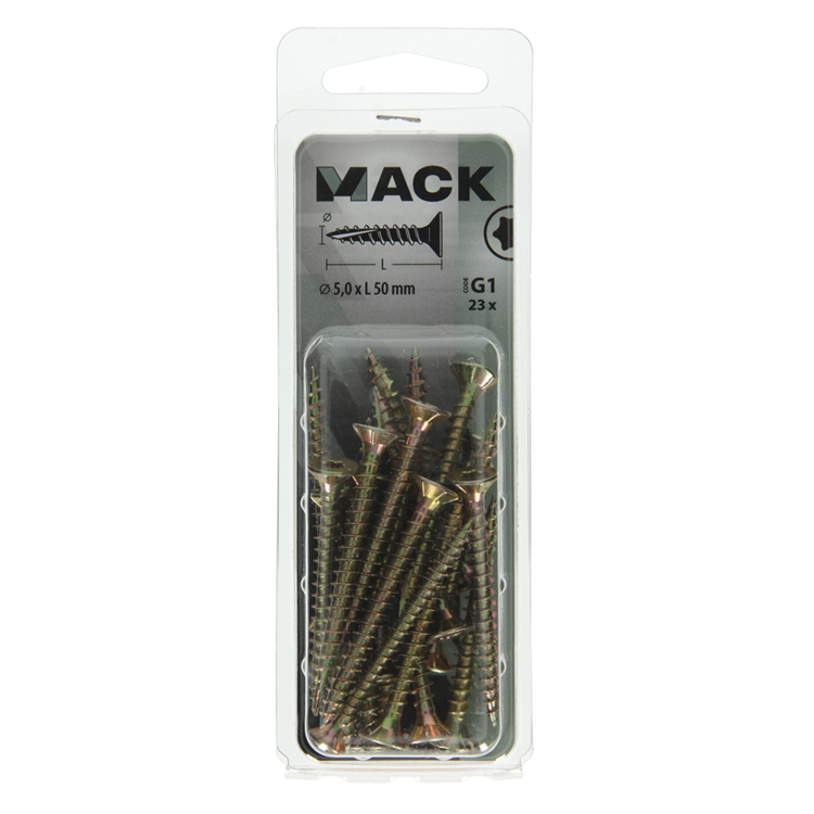 Mack 1018022 - spanienplschr.vzkop-selbstmontage gelb plattiert 23 Stück 5,0 x 50 mm | 5 Stück
