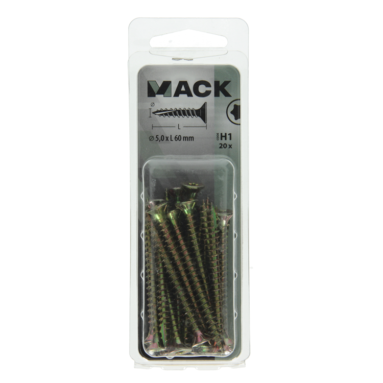Mack 1018023 - spanienplschr.vzkop-selbstmontage gelb plattiert 20 Stück 5,0 x 60 mm | 5 Stück