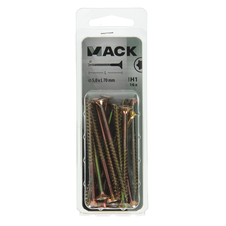 Mack 1018024 - spanienplschr.vzkop-selbstmontage gelb plattiert 16 Stück 5,0 x 70 mm | 5 Stück