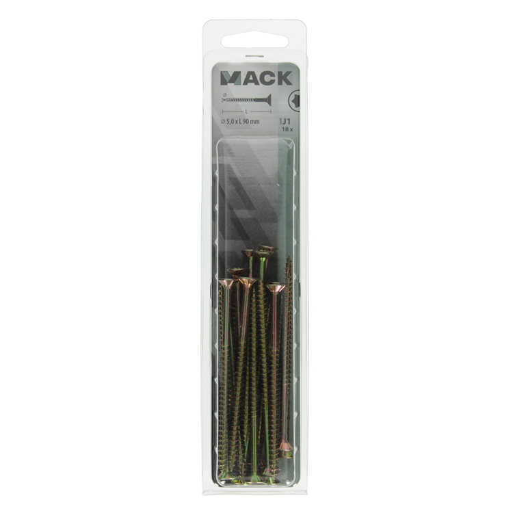 Mack 1018026 - spanienplschr.vzkop-selbstmontage gelb plattiert 18 Stück 5,0 x 90 mm | 5 Stück