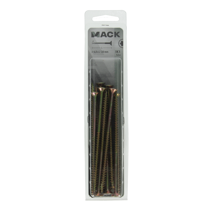 Mack 1018030 – Spanien plschr.vzkop-selbstmontage gelb plattiert 12 Stück 6,0 x 120 mm | 5 Stück