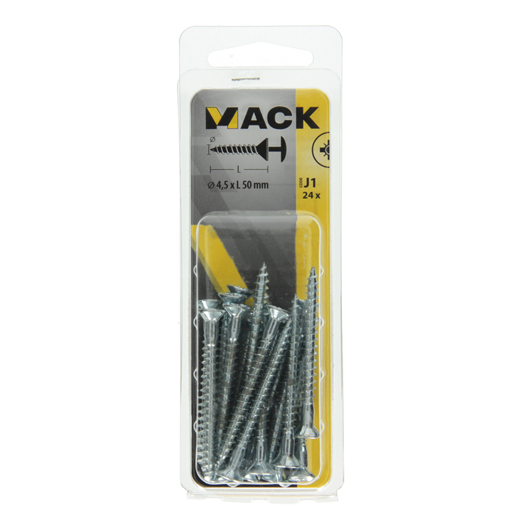 Mack 1018035 - Schraube mit Kopfbohrung, verzinkter Stahl. 24 Stück 4,5 x 50 mm | 5 Stück