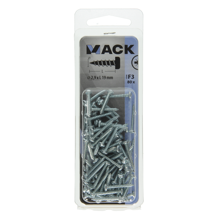 Mack 1018056 - Blechschraube Zylinderkopf verzinkt 80 Stück 2,9 x 19 mm | 10 Stück