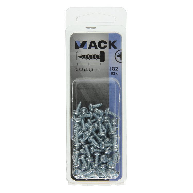 Mack 1018057 – selbstschneidende Schraube mit Zylinderkopf, verzinkt. 82 Stück 3,5 x 9,5 mm | 10 Stück