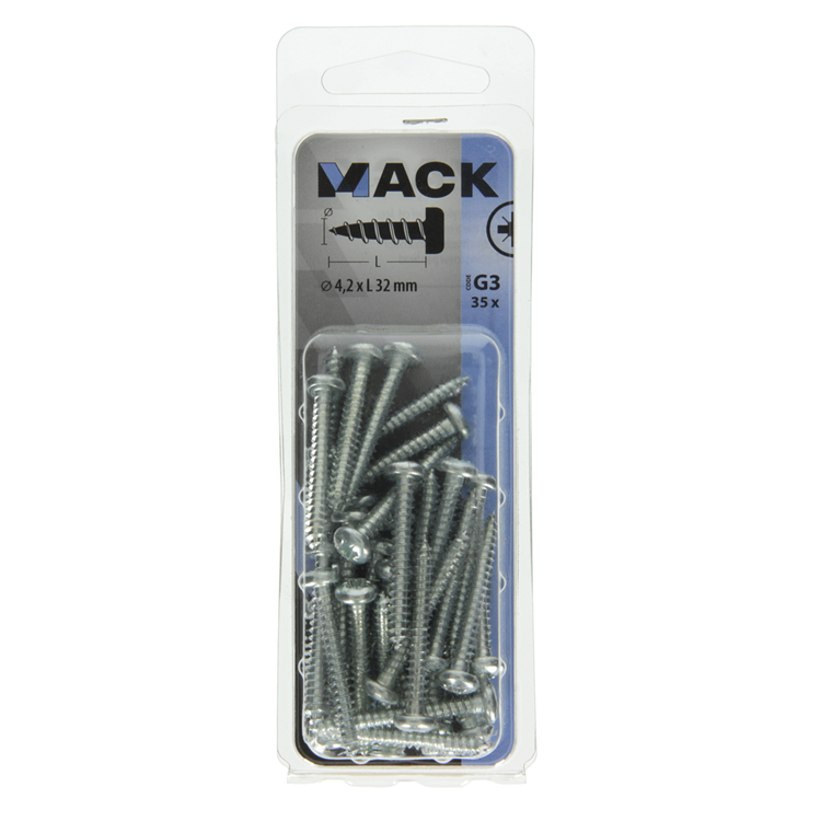 Mack 1018070 - Blechschraube Zylinderkopf verzinkt 35 Stück 4,2 x 32 mm | 5 Stück