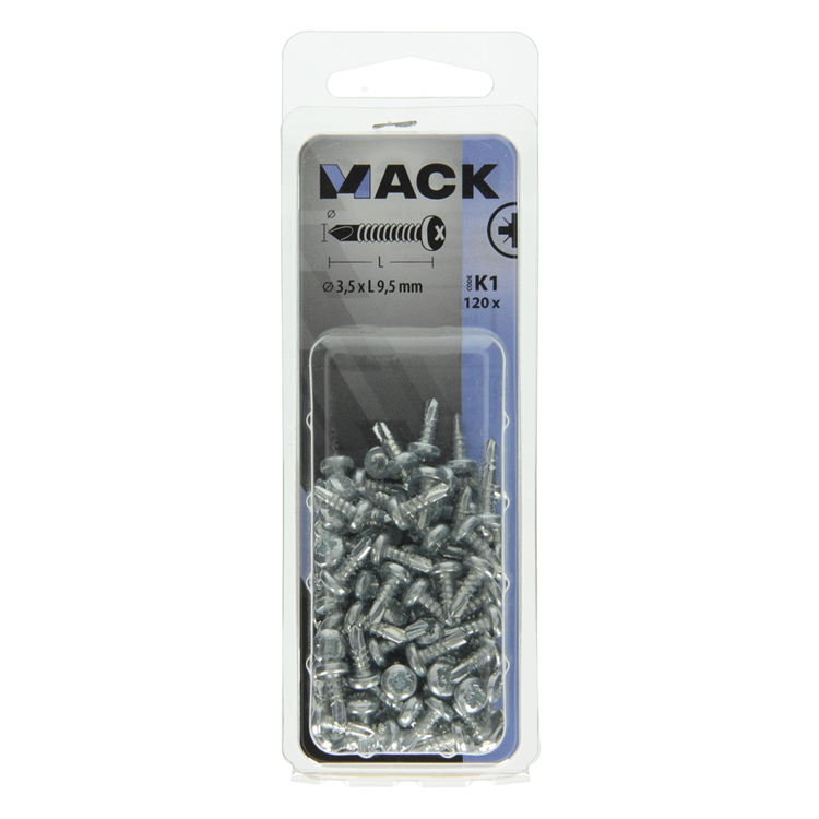 Mack 1018081 - Bohrschraube Zylinderkopf verzinkt 120 Stück 3,5 x 9,5 mm | 5 Stück