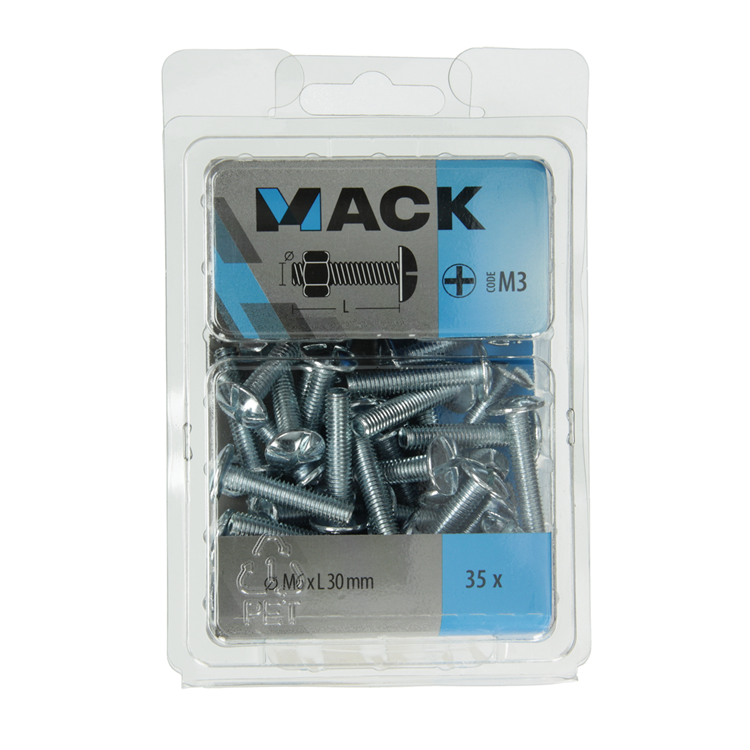 Mack 1018101 – Ofenschraube + Mutter aus verzinktem Stahl, 35 Stück, M6 x 30 mm | 5 Stück